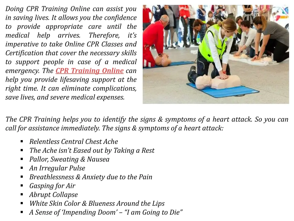 doing cpr training online can assist