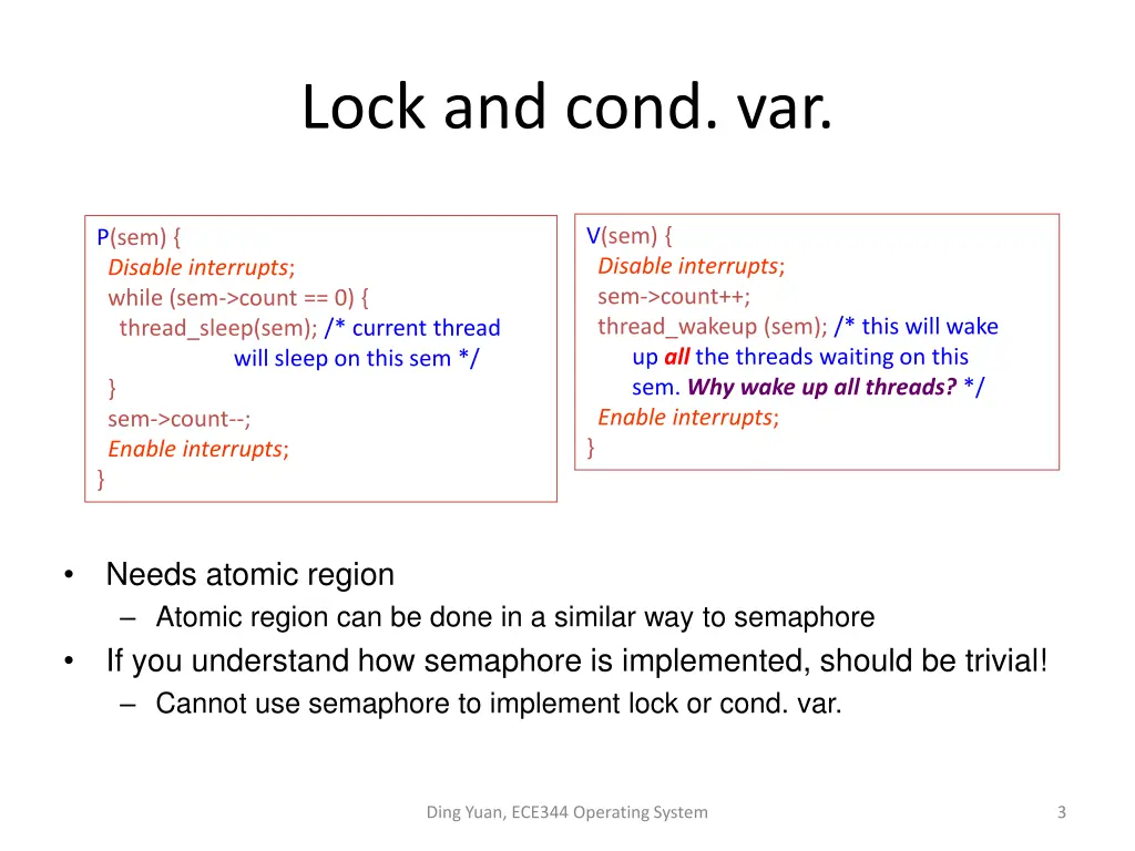 lock and cond var