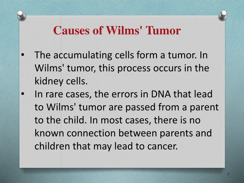 causes of wilms tumor 1
