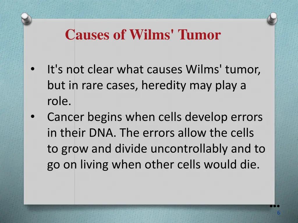 causes of wilms tumor