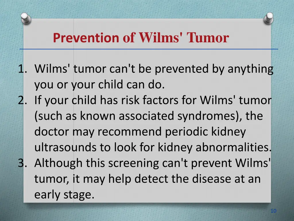 prevention of wilms tumor