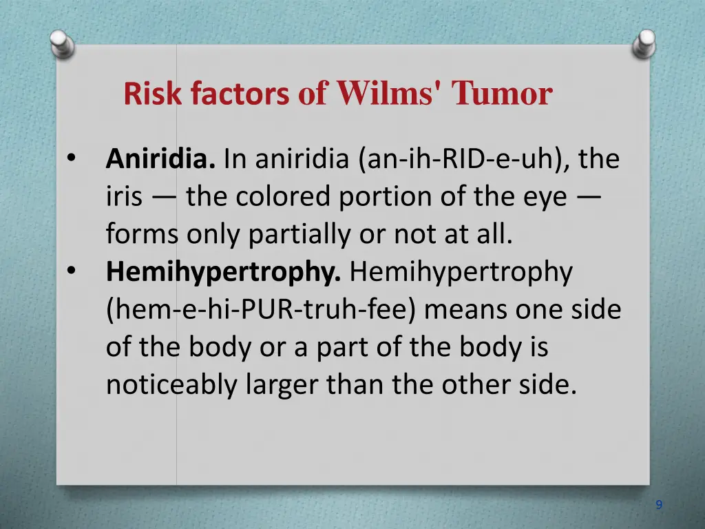 risk factors of wilms tumor 1