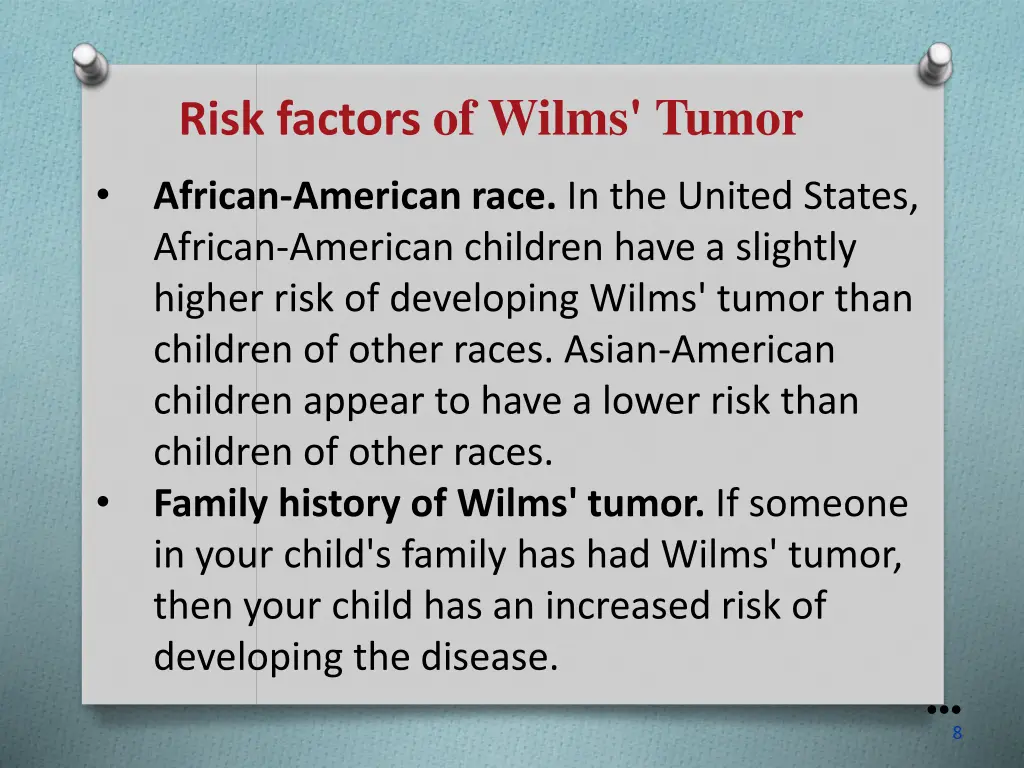 risk factors of wilms tumor
