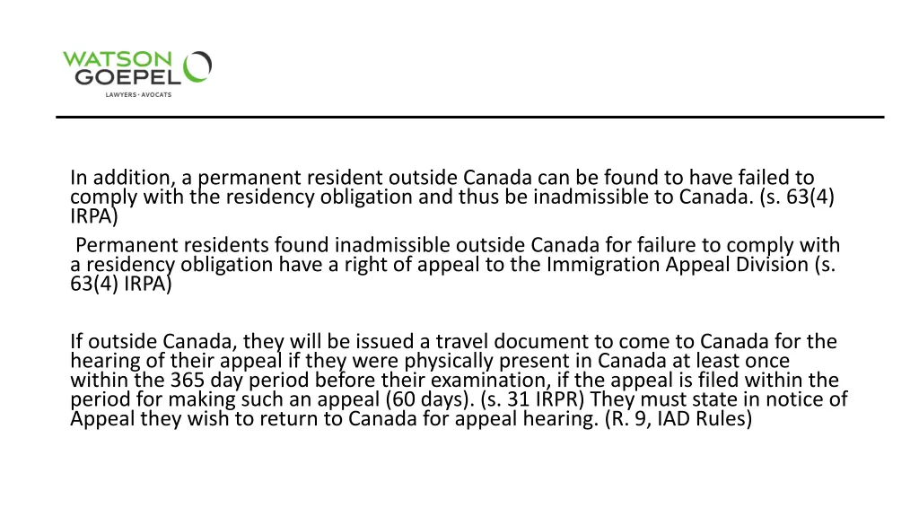 in addition a permanent resident outside canada