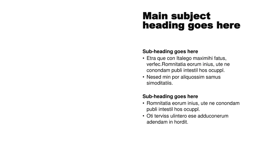 main subject main subject heading goes here