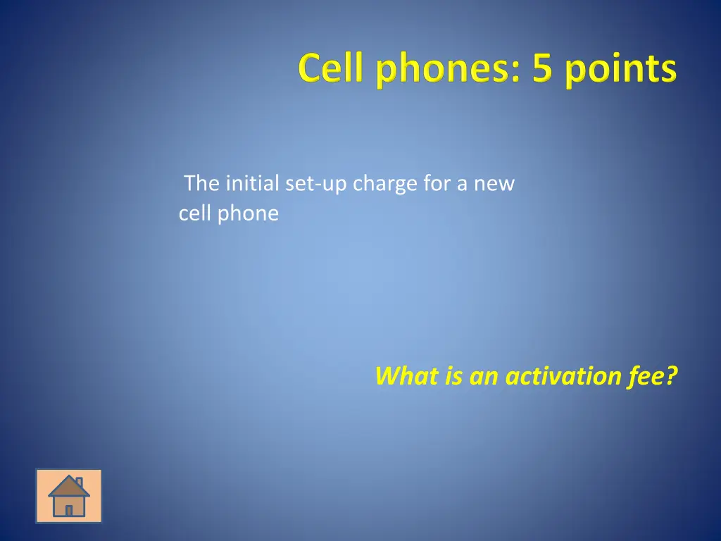 the initial set up charge for a new cell phone