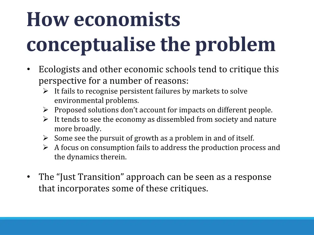 how economists conceptualise the problem 1