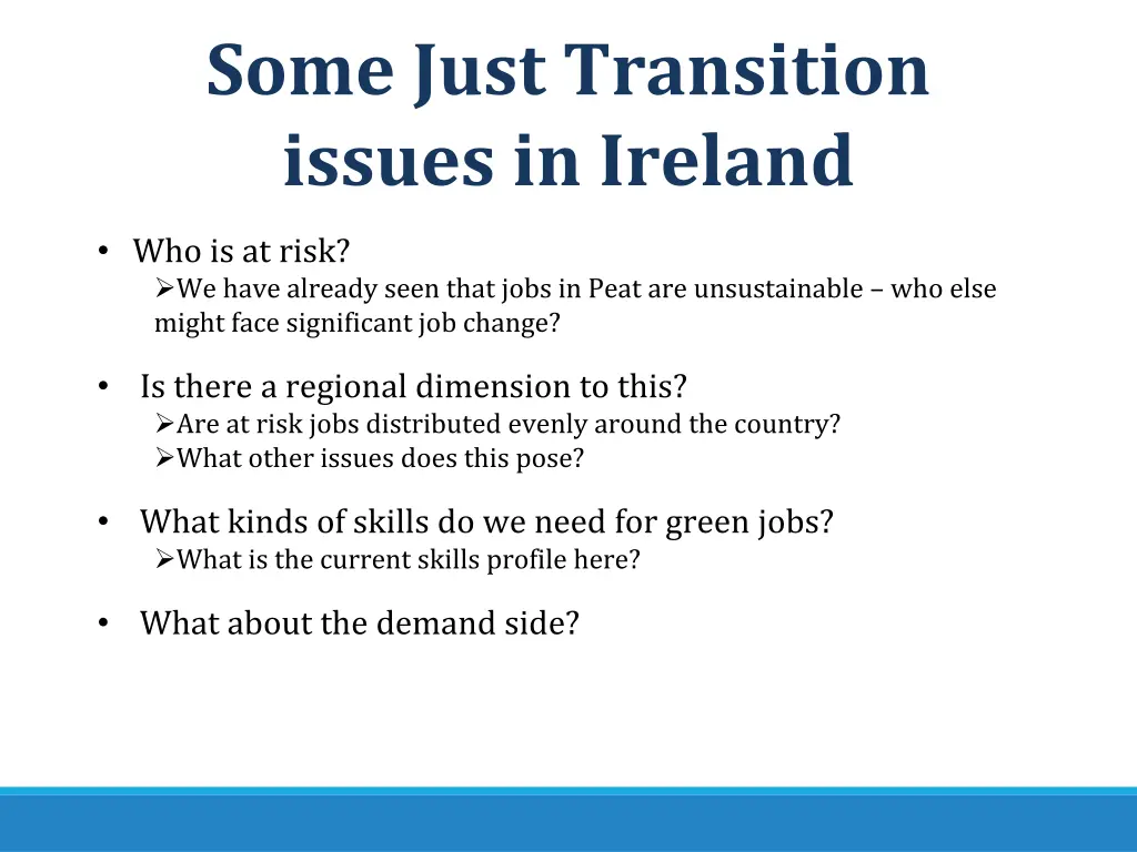 some just transition issues in ireland