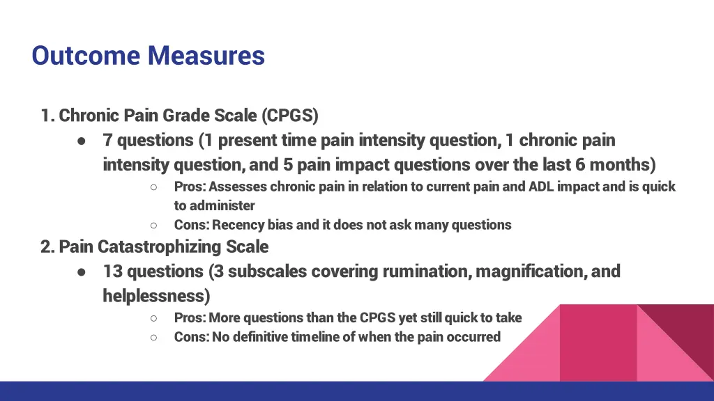 outcome measures