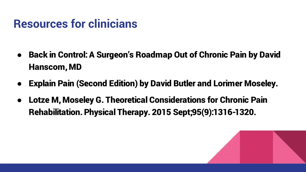 resources for clinicians