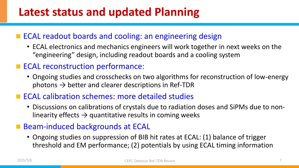 latest status and updated planning
