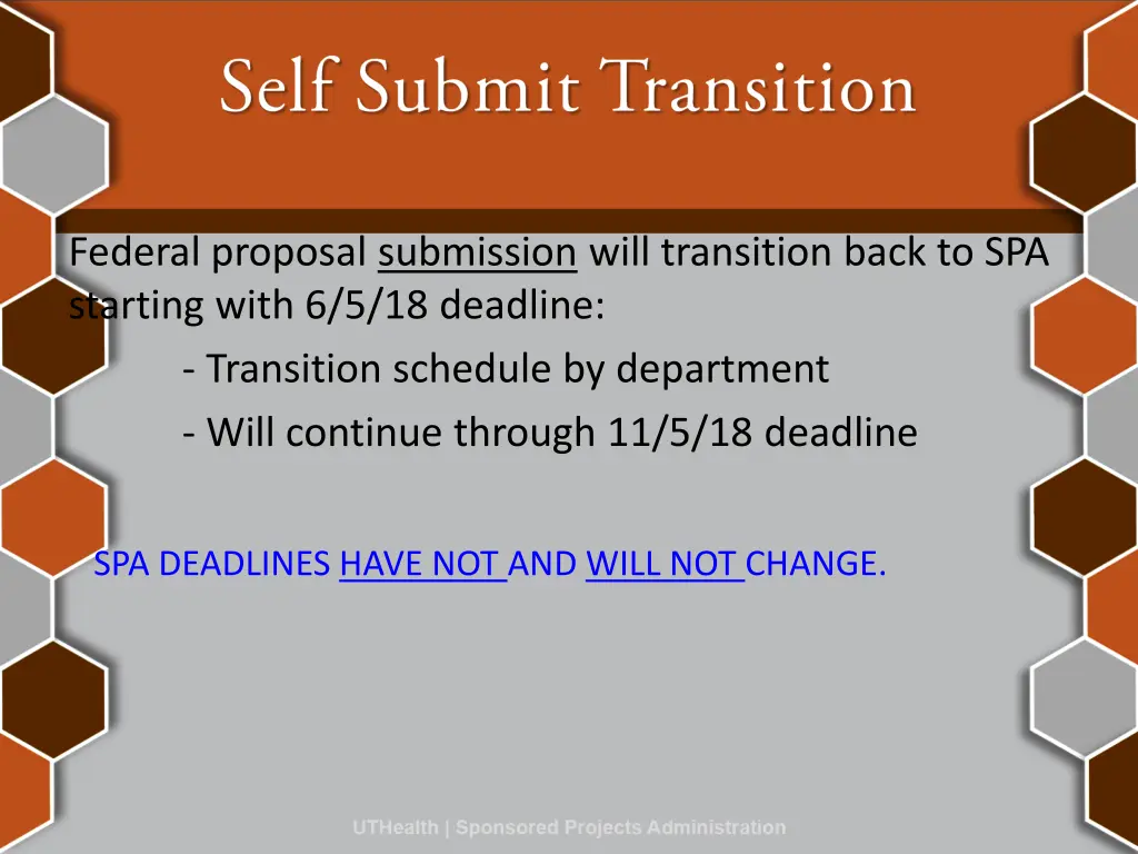federal proposal submission will transition back
