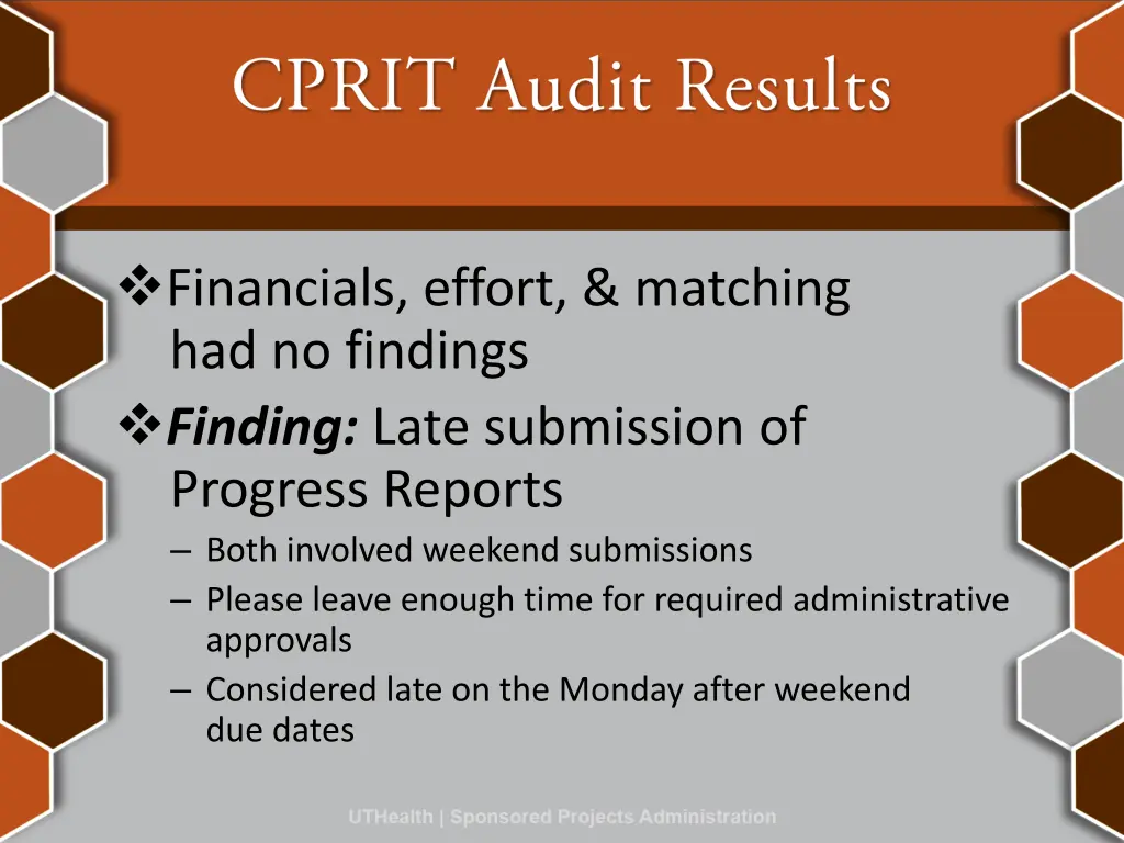 financials effort matching had no findings