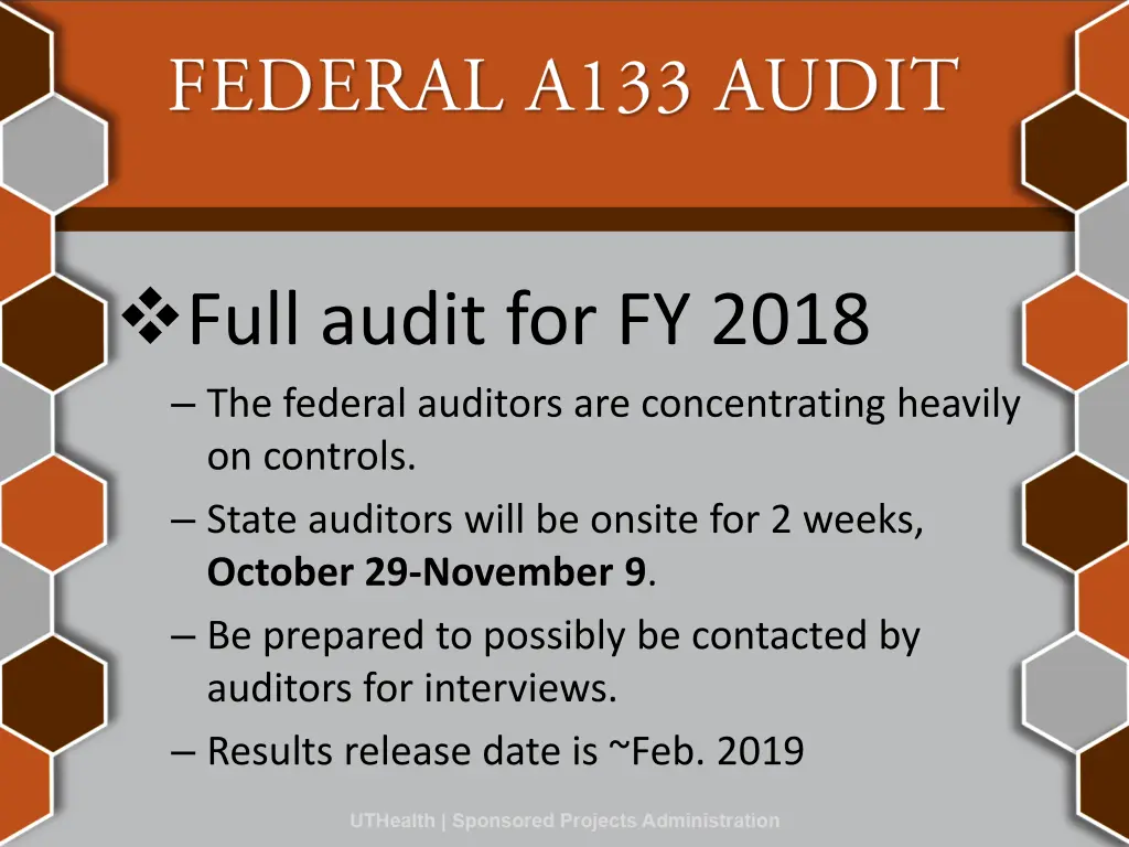 full audit for fy 2018 the federal auditors