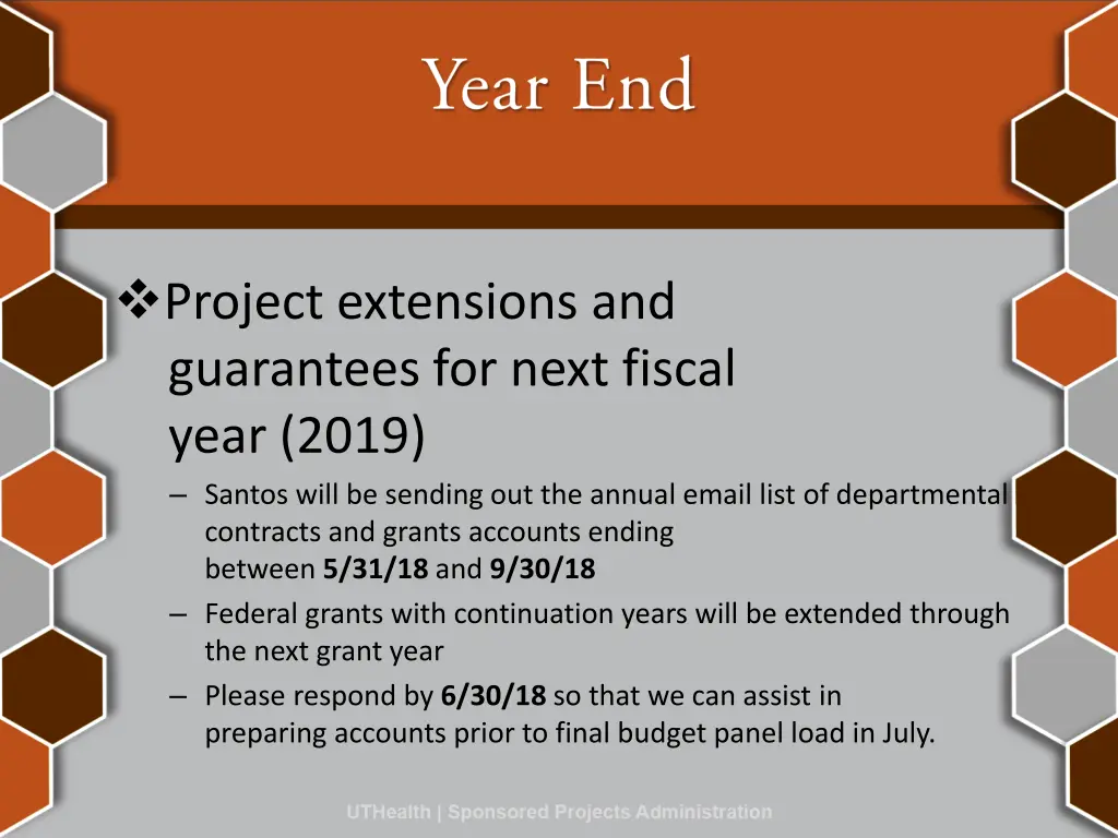 project extensions and guarantees for next fiscal
