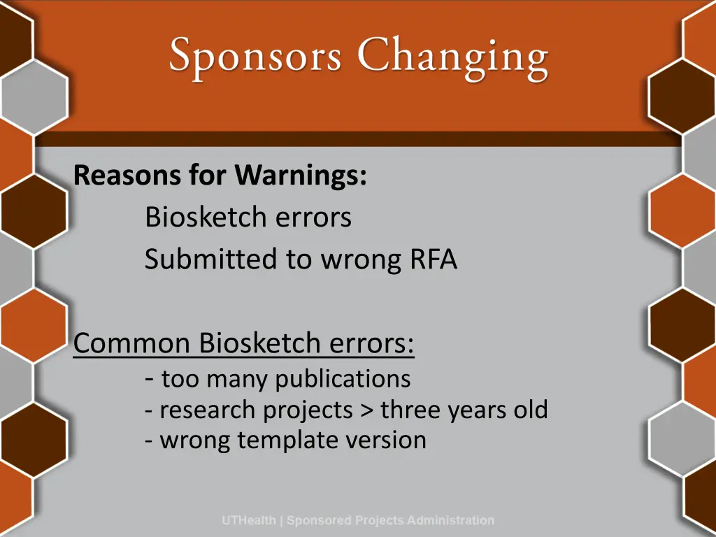 reasons for warnings biosketch errors submitted