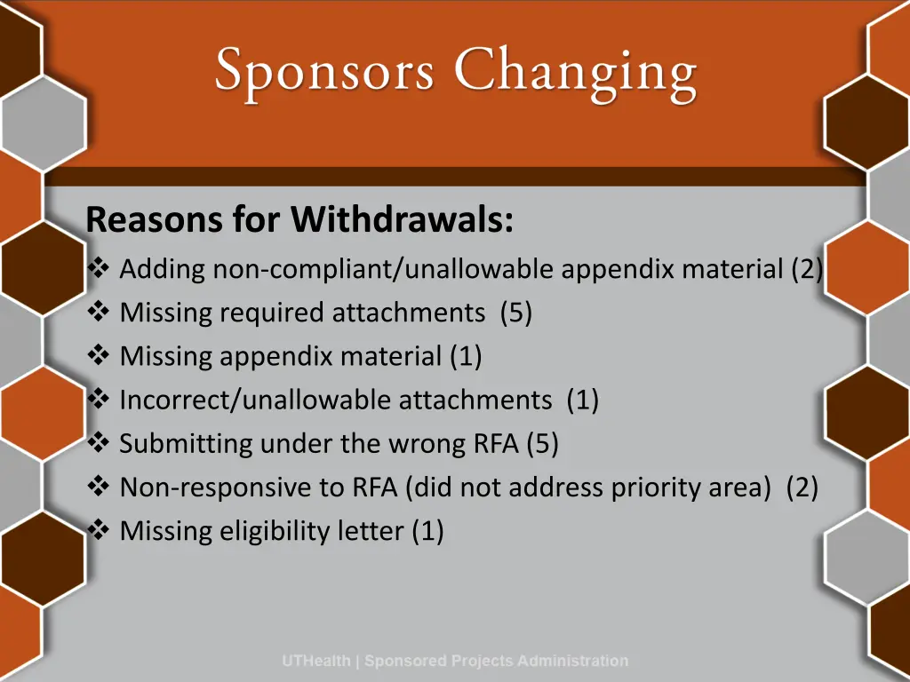 reasons for withdrawals adding non compliant