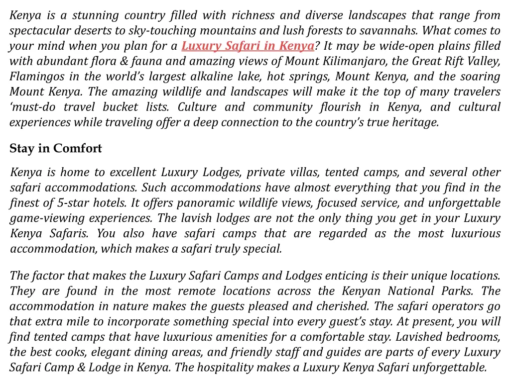 kenya is a stunning country filled with richness