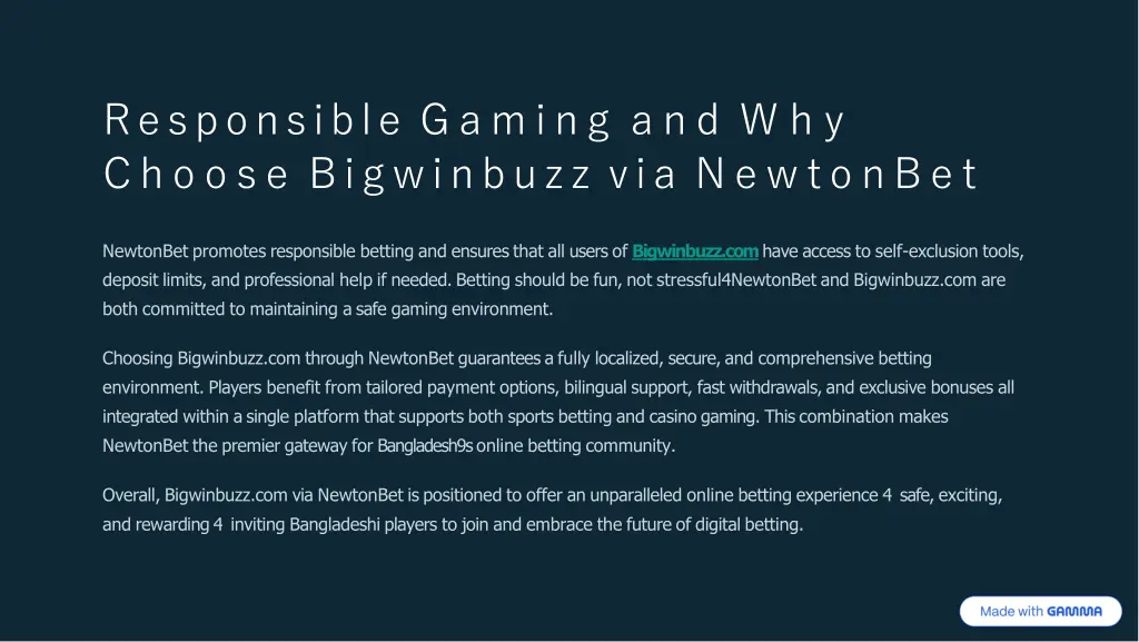 responsible gaming a n d w h y choose bigwinbuzz