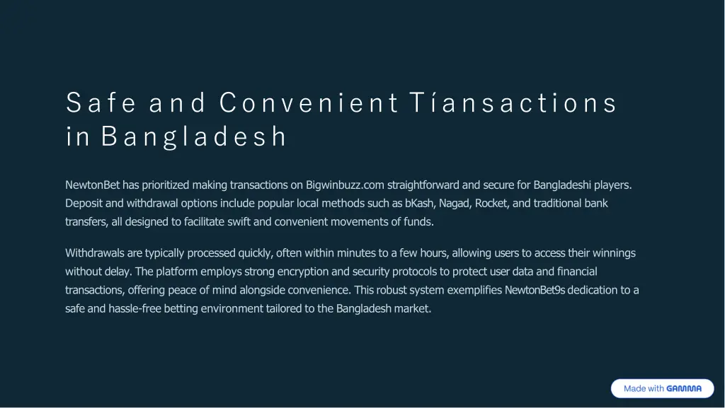 safe a n d convenient t ansactions in bangladesh