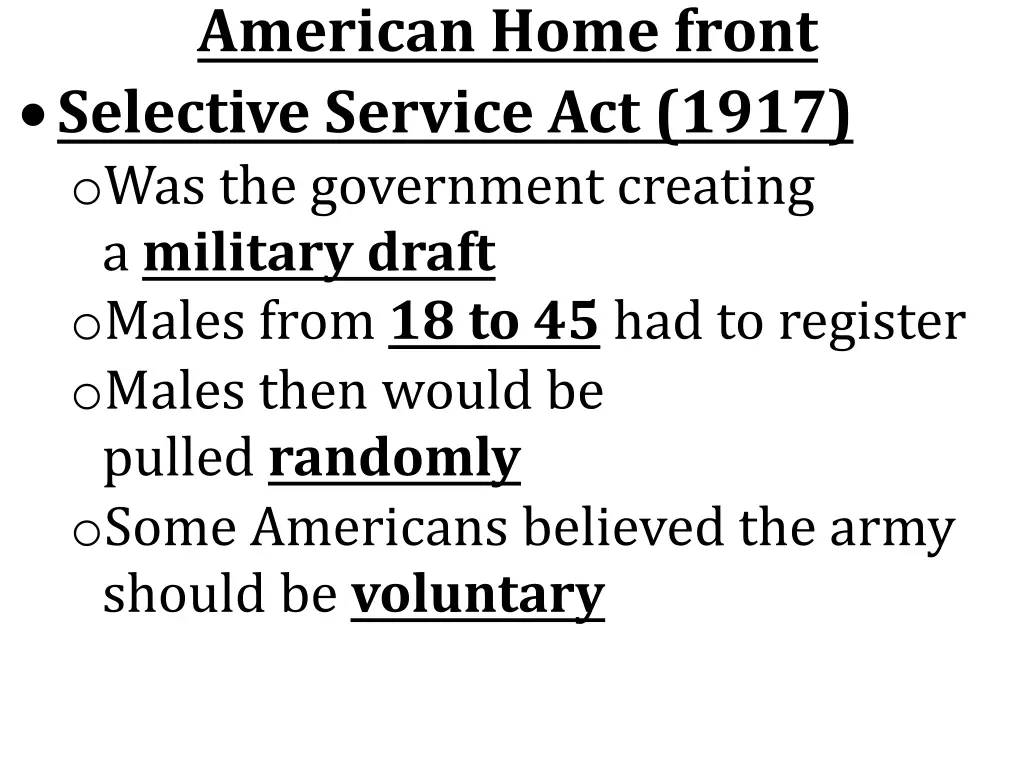 american home front selective service act 1917