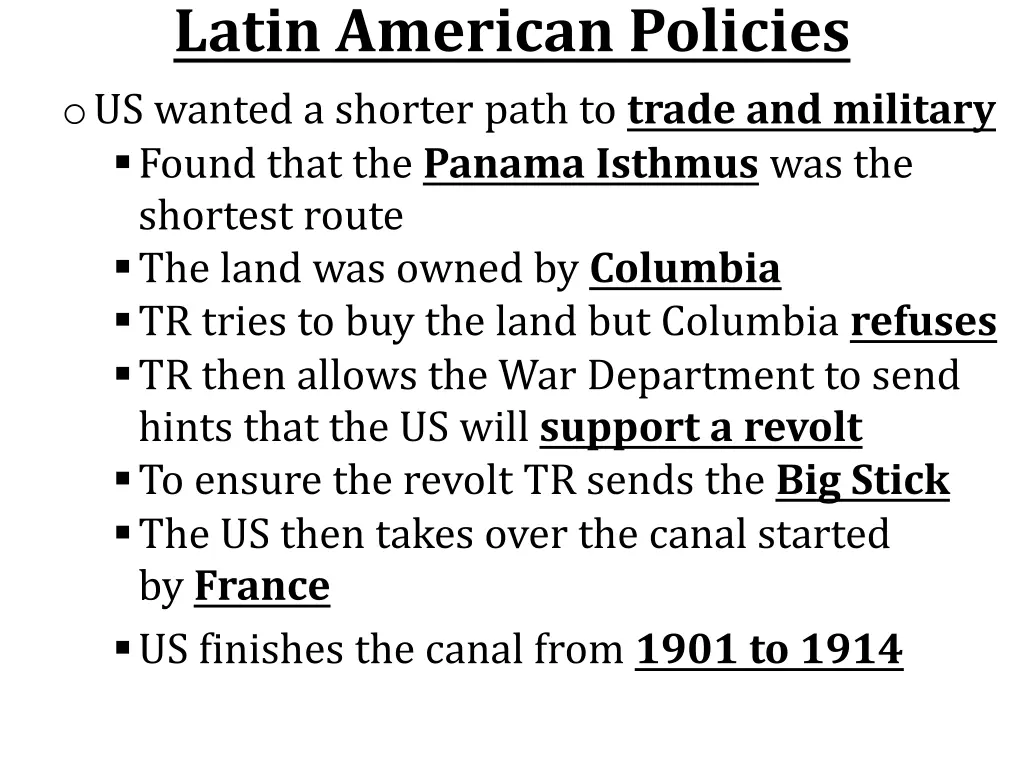 latin american policies o us wanted a shorter