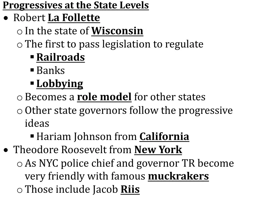 progressives at the state levels robert