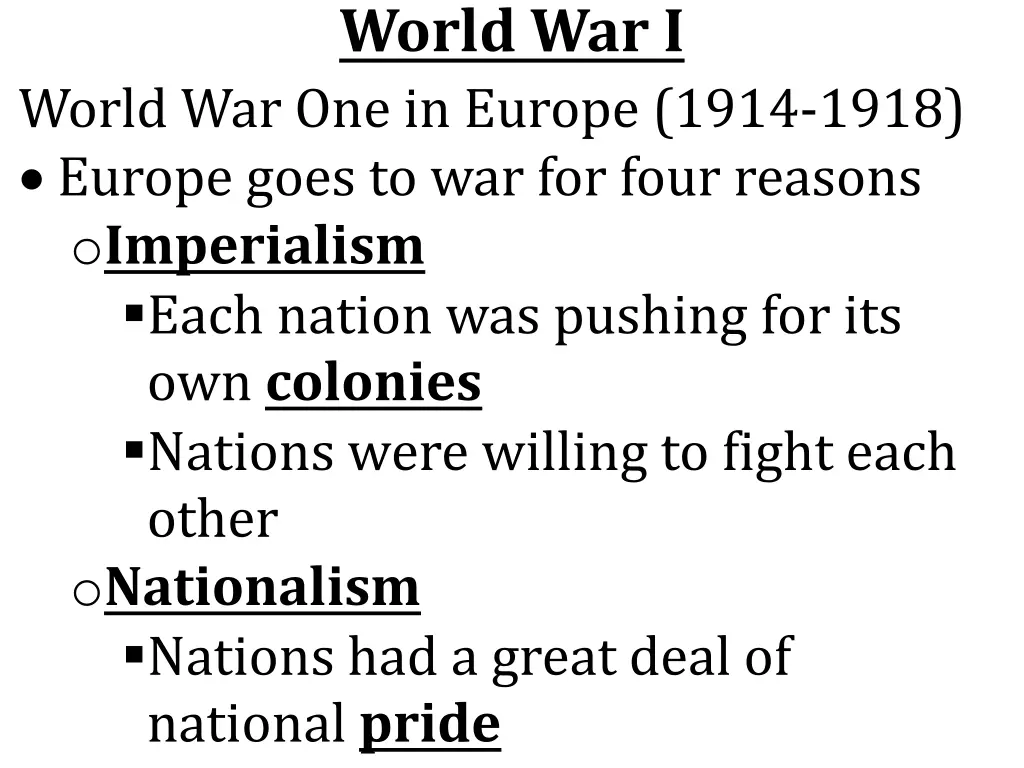 world war i