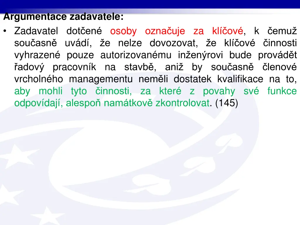 argumentace zadavatele zadavatel dot en osoby