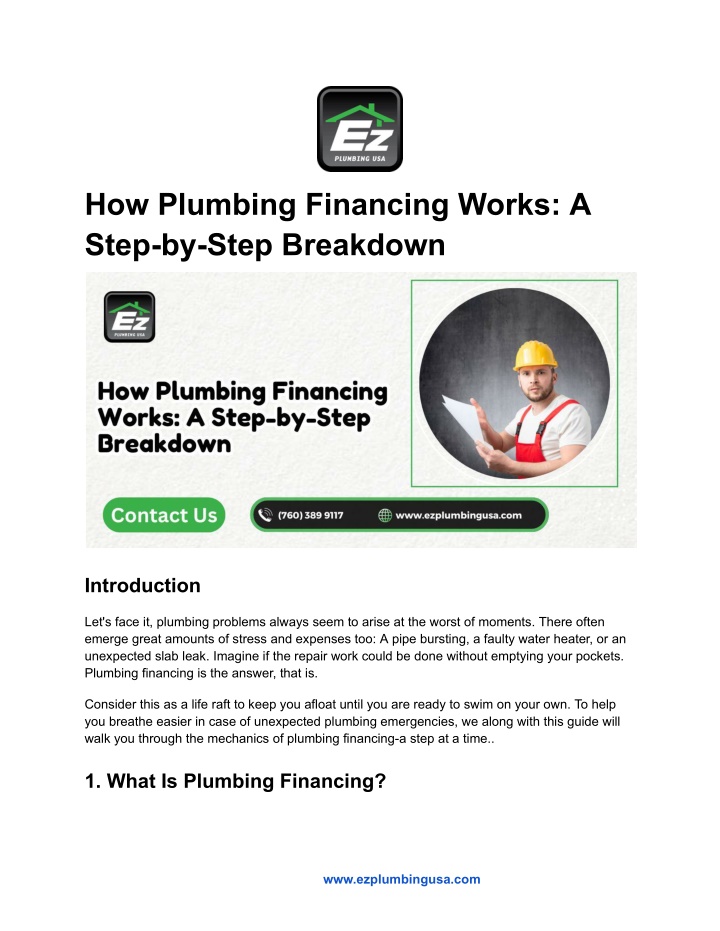 how plumbing financing works a step by step