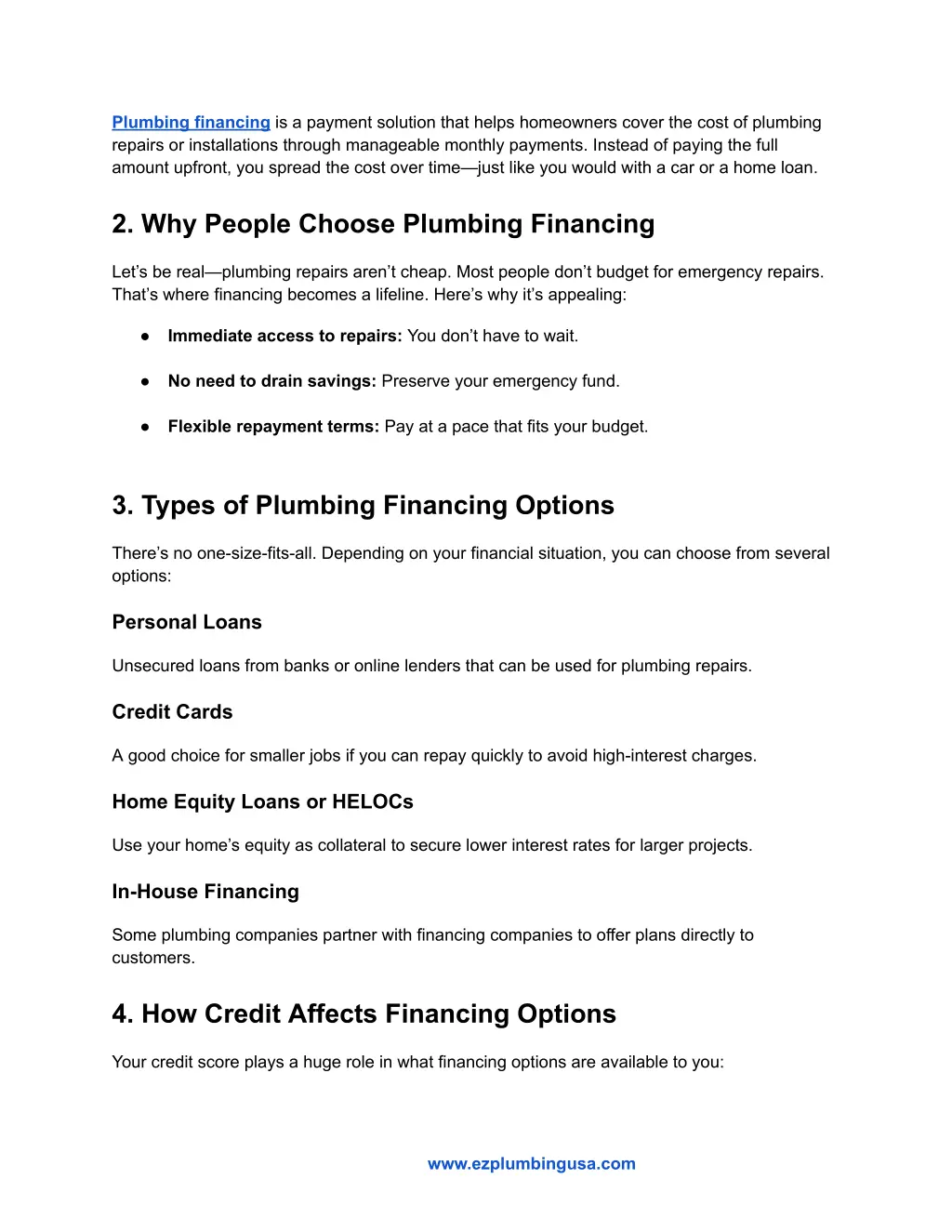 plumbing financing is a payment solution that