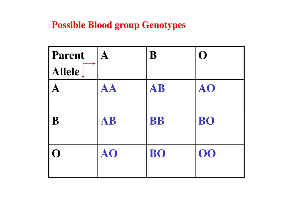possible blood group genotypes 1