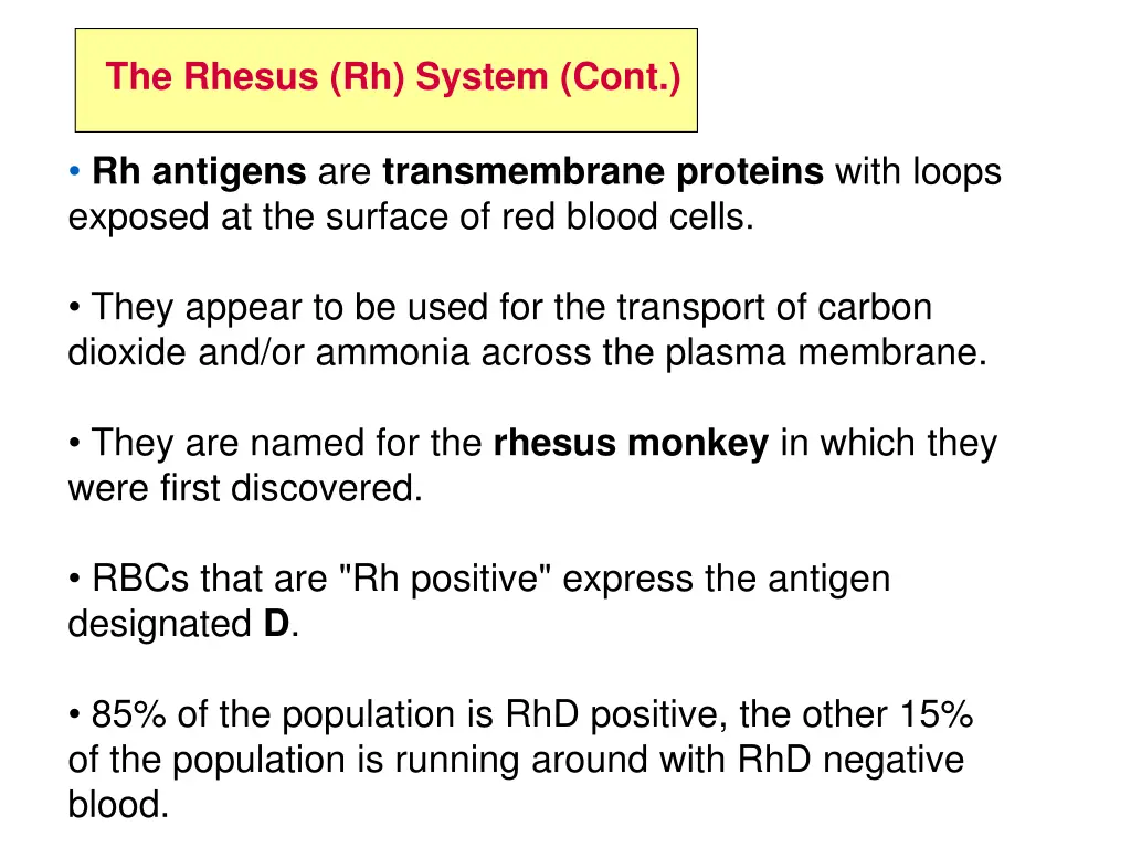 the rhesus rh system cont