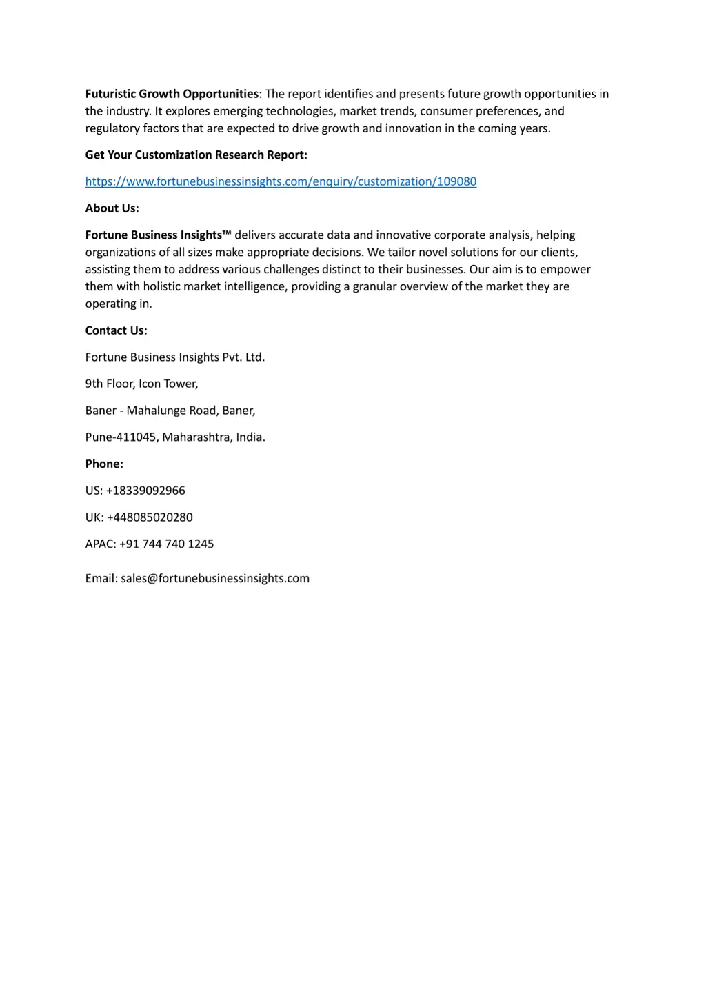 futuristic growth opportunities the report