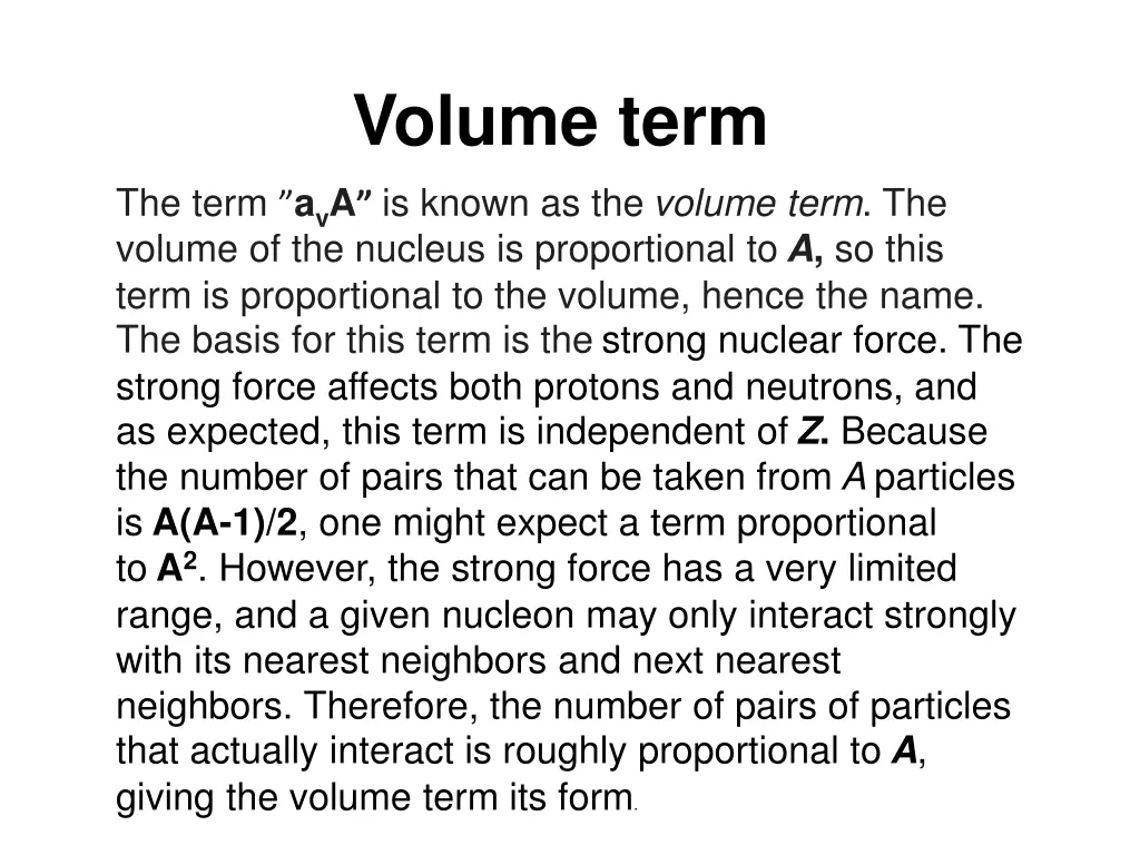 volume term