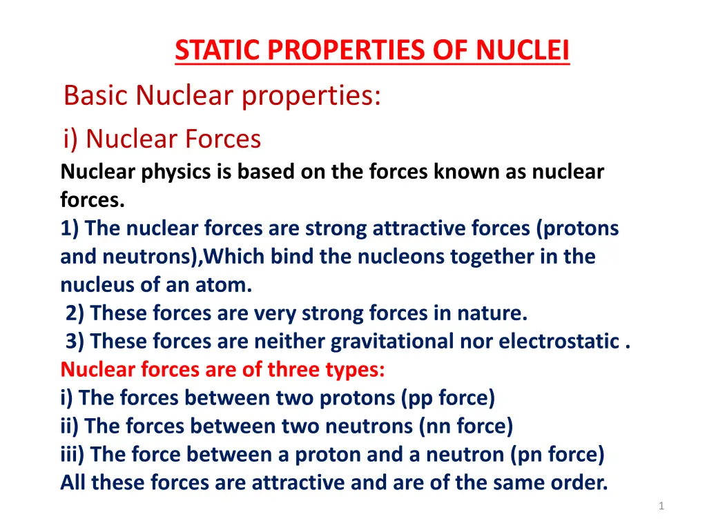 static properties of nuclei basic nuclear