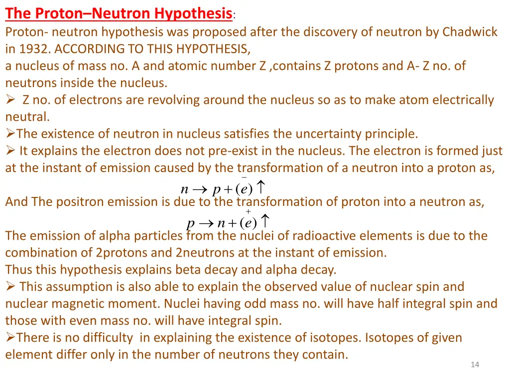 the proton neutron hypothesis proton neutron