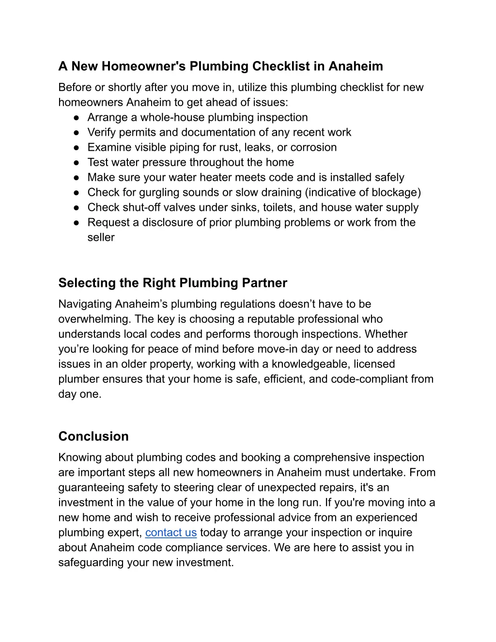 a new homeowner s plumbing checklist in anaheim