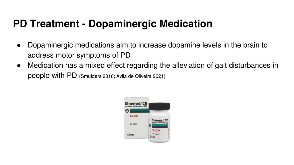 pd treatment dopaminergic medication