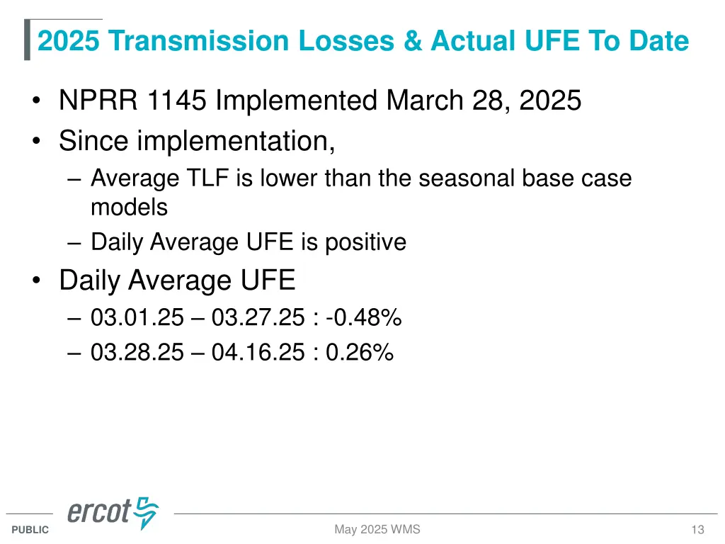 2025 transmission losses actual ufe to date 1
