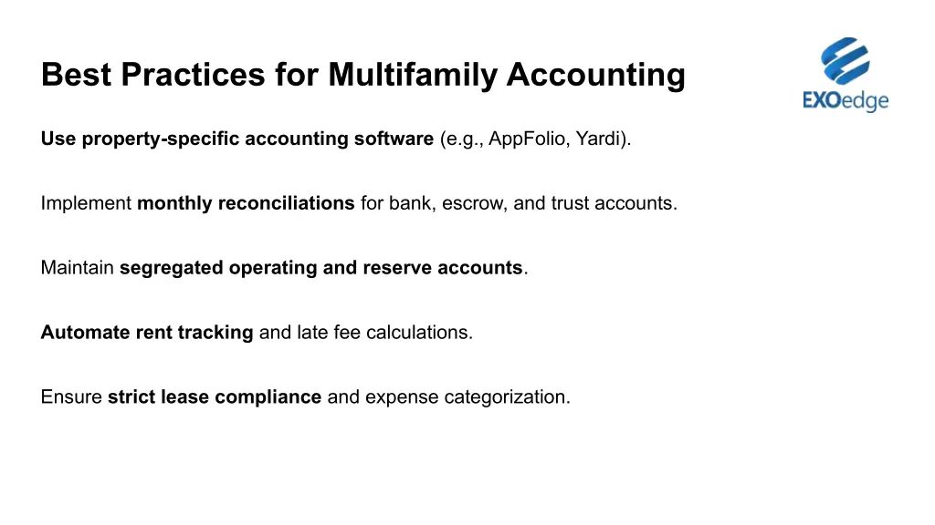 best practices for multifamily accounting