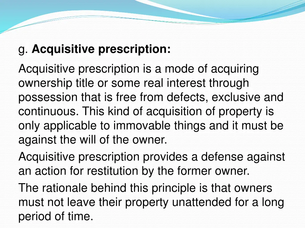 g acquisitive prescription acquisitive