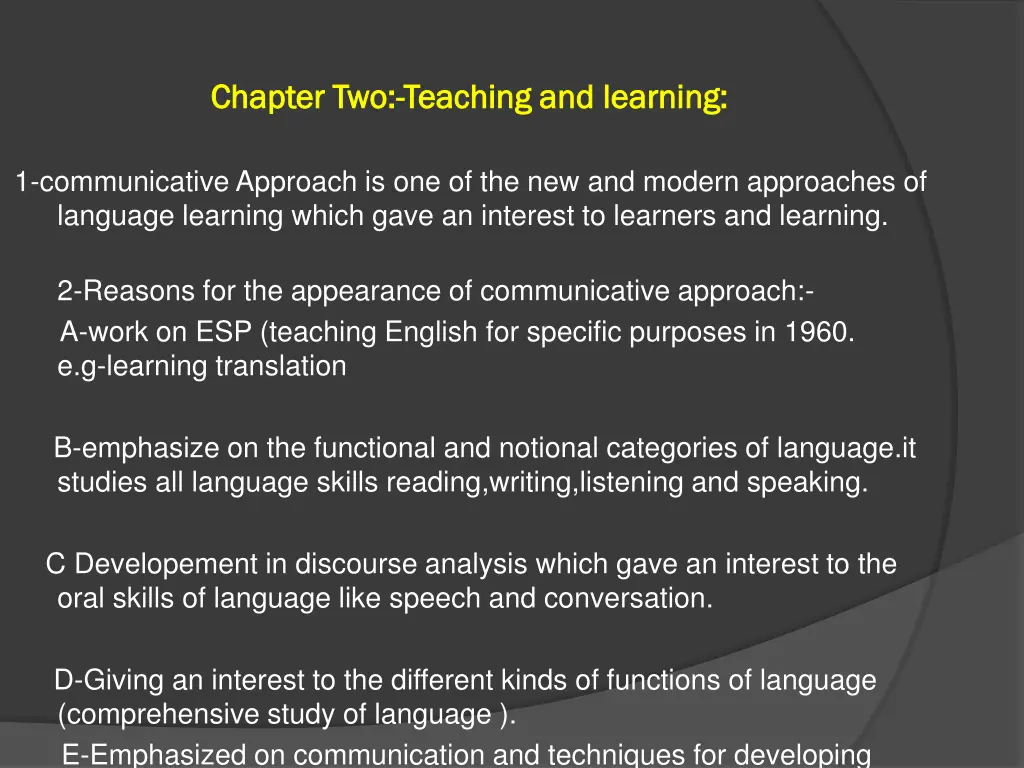 chapter two chapter two teaching and learning