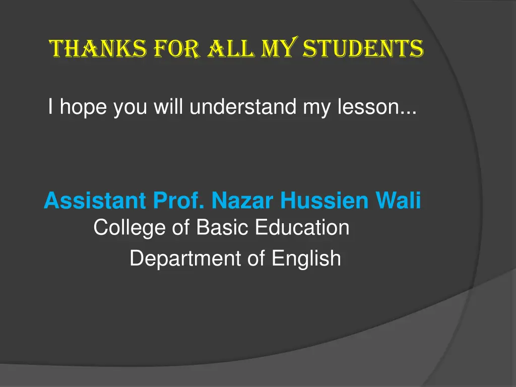 thanks for all my students