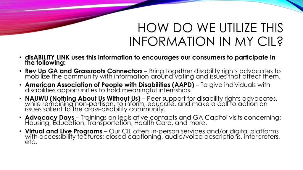 how do we utilize this information in my cil