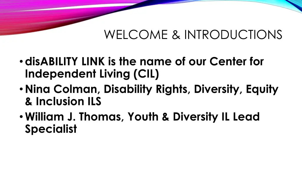 welcome introductions