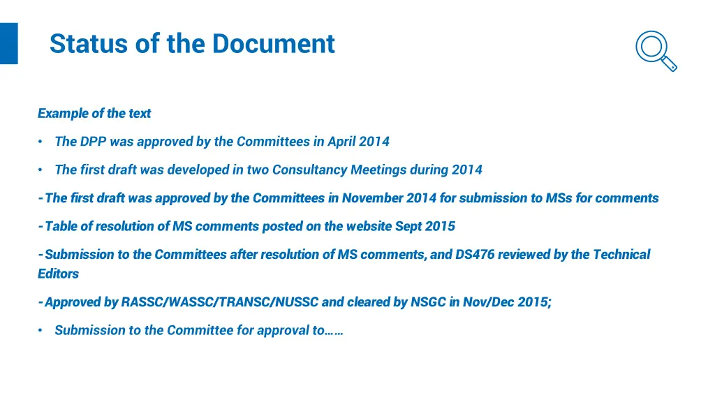status of the document