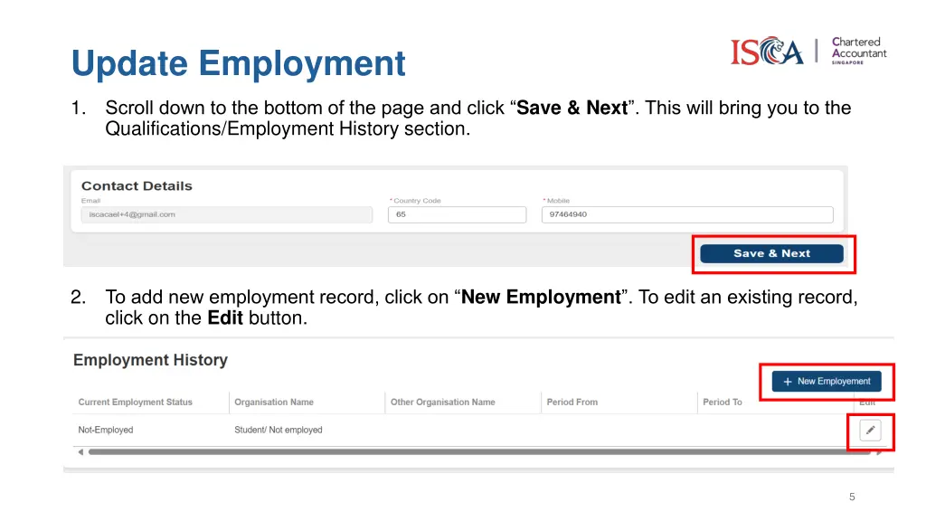 update employment 1