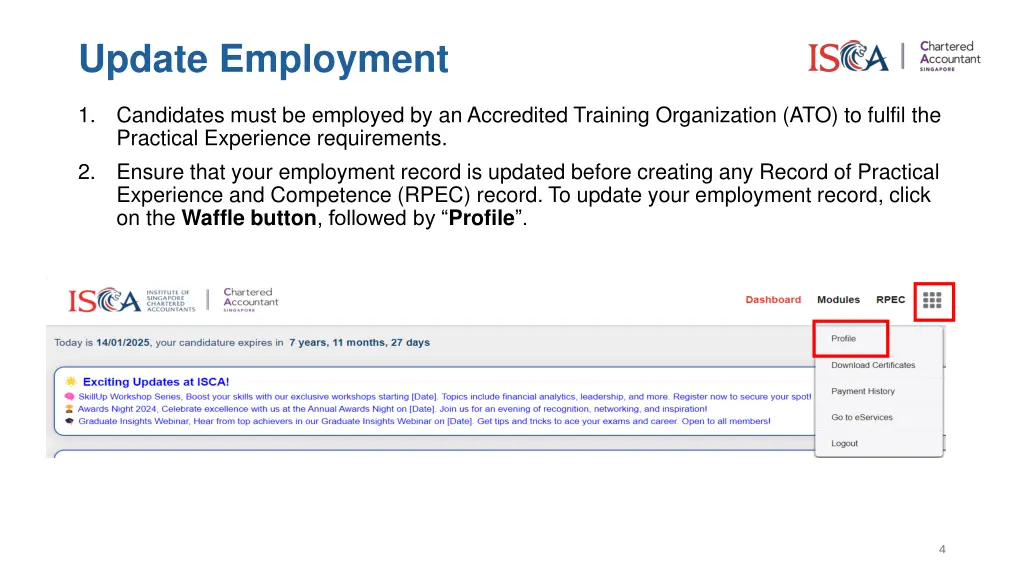 update employment