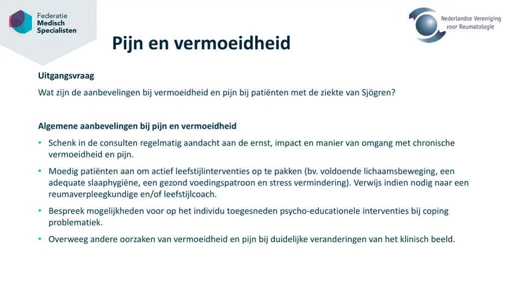 pijn en vermoeidheid 1